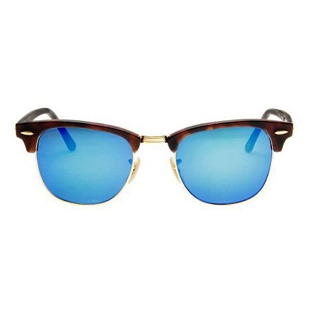 Óculos de Sol Ray-Ban Clubmaster RB3016 - tartaruga / azul espelhado