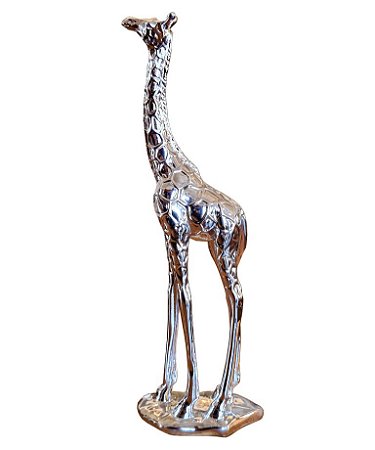 Escultura Girafa em Resina Cromada