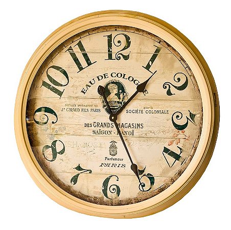 Relógio De Parede Antigo - 62cm Diâmetro - Parfumeur Paris