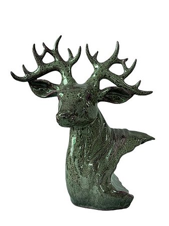 Escultura Cabeça de Alce Cervo Veado de Porcelana