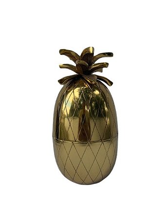 Pote Abacaxi Decorativo em Metal Dourado