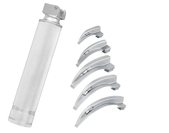 Kit Laringoscópio MD Adulto Com 5 Lâminas Macintosh Curva