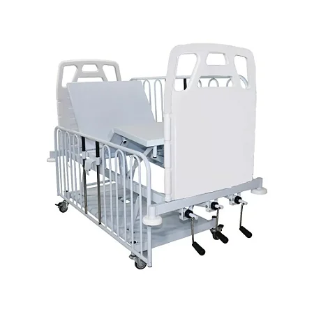 BERÇO FAWLER 03 MANIVELAS CABECEIRA E PESEIRA EM POLIURETANO C/ CARENAGEM - PE2708 PORTAL HOSPITALAR