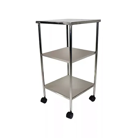 MESA AUXILIAR 40X40X80 AÇO INOX – 3 PRATELEIRAS – PE2793-IR PORTAL HOSPITALAR