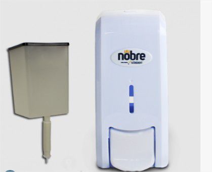 Dispenser para Sabonete Líquido ou Álcool Nobre New Classic com reserv. - branco/cinza-NOBRE