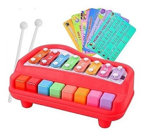 Piano Teclado Brinquedo Infantil Musical Clássico Vermelho