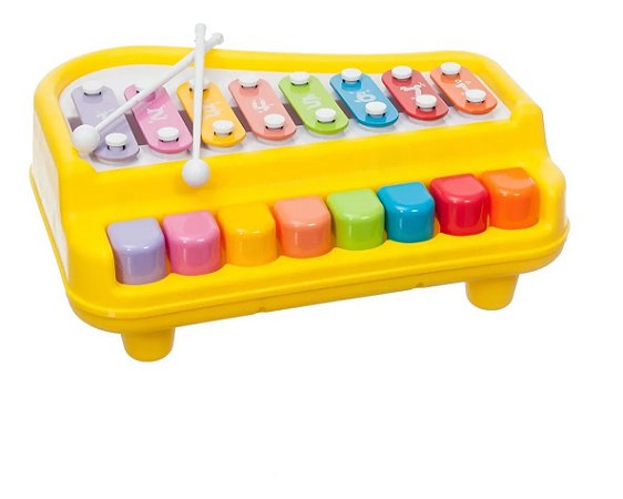Xilofone E Piano De Brinquedo Infantil Criança Com Partitura Cor:Amarelo -  Barretto Megastore