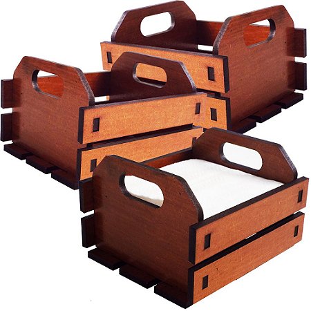 KIT 3 Porta Guardanapos Caixa de Frutas IMBUIA