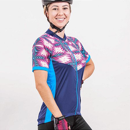 Camisa Ciclista Manga Curta Zíper Total Feminina Aurora 04227 Poker-Bike