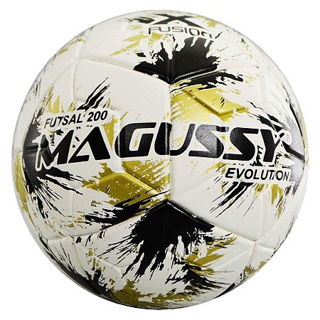 Bola Infantil Magussy Evolution X-Fusion Max 200 Futsal Sub 13 - Branco+Preto