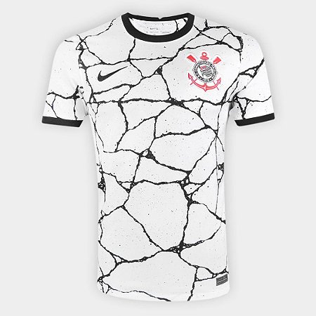 Camiseta Nike Masculino Corinthians I 21/22 s/n° Torcedor - Branco+Preto