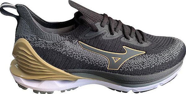 Tenis Mizuno Wave Laser Masculino  Preto Dourado