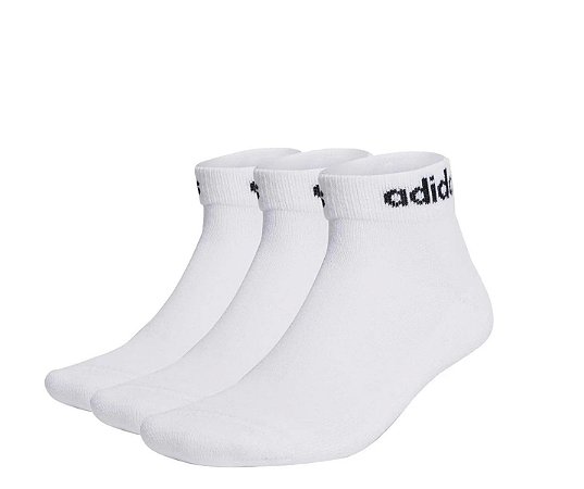 Meia Adidas Logo Linear 3 Pares Branco