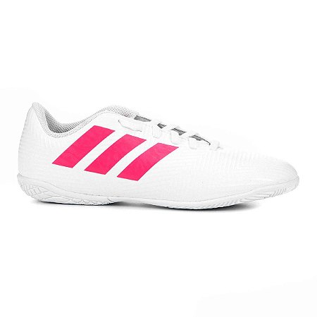 Chuteira Futsal Infantil Adidas Nemeziz 18 4 IN - Branco e Pink CM8521