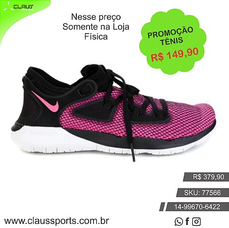 Tênis Nike Flex 2019 Run Feminino - Preto e Pink - Claus Sports - Loja de  Material Esportivo - Tênis, Chuteiras e Acessórios Esportivos