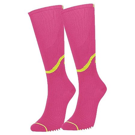 Meia de Compressão Selene 3/4 Esportiva Feminina - Pink+Amarelo 34-39