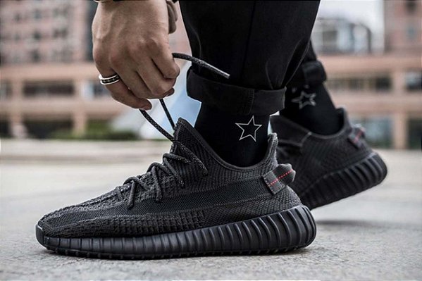 TÃªnis Yeezy Boost 350 V2 Static Black Non Refletivo - Preto - Masculino - Feminino - Loja Dopamina