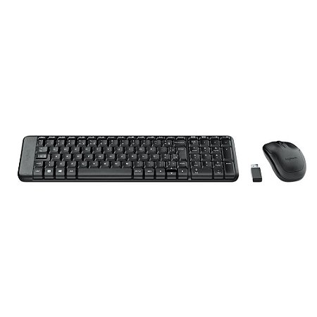 Combo Teclado e Mouse sem fio Logitech MK220 Design Compacto Pilhas Inclusas Layout ABNT2