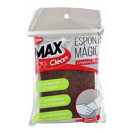 Esponja magica limpeza pesada Max Clean marrom (9,5x7x2,5cm) - 1 unidade - Clink