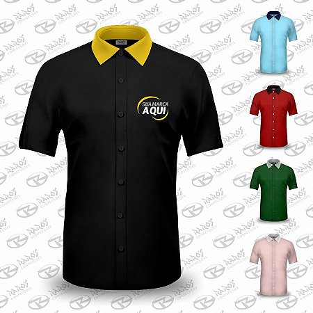 Camisa Social Manga Curta Gola - Várias Cores - Uniforme Personalizado