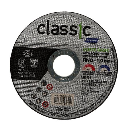Disco de Corte 115 4.1/2" X 1.0 X 22.23 Classic Basic AR101 Norton