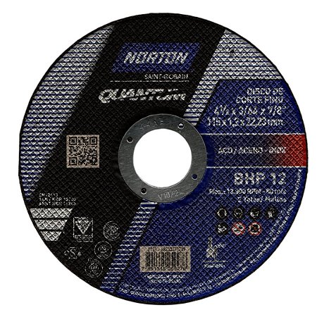 Disco de Corte 115 4.1/2" X 1.2 X 22.23 Inox BHP12 Quantum Norton
