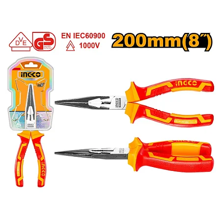 Alicate Bico Meia Cana 8" Reto Longo (CRV) Isolado Ingco