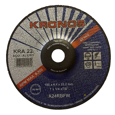 Disco de Desbaste 7" X 1/4 X 7/8 KRA 222 Kronos