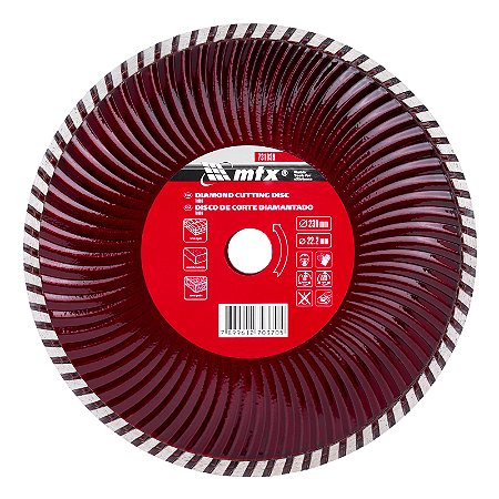 Disco Diamantado Turbo 230 X 22.2 Corte Seco MTX