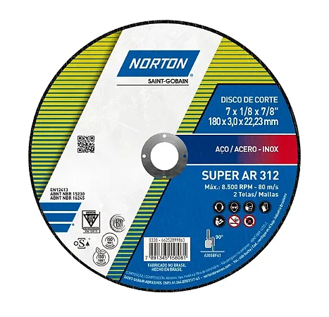Disco De Corte180 7" X 3.0 X 22.23 AR 312 Norton