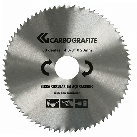 Serra Circular Para Madeira Aço 80 D-4-3/8 X 20mm Carbografite