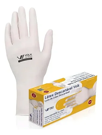 Luva de Latex Descartável Tamanho 8(M) Volk