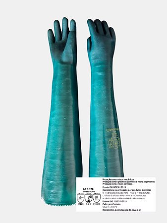 Luva de PVC Com Forro Palma Áspera 70 cm Par