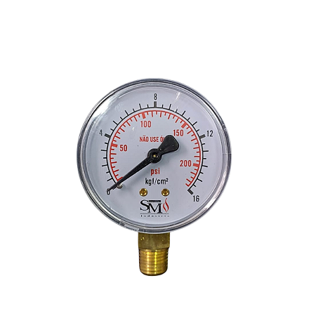 Manômetro 63mm Oxigênio 1/4 NPT 16 kgf SM