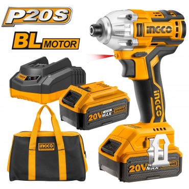 Parafusadeira Impacto Sextavado 1/4" 20V P20S (Com 2 Baterias 4.0AH+Carregador+Bolsa) Ingco
