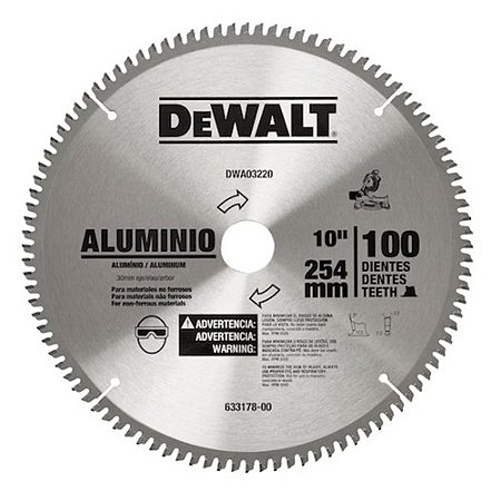 Serra Circular Widea 250mm 10" 100Dentes Para Alumínio Dewalt