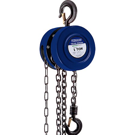 Talha Manual de Corrente 1 Tonelada 03 Metros de Elevação Marcon
