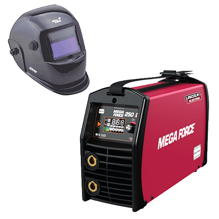 Kit Máquina de Solda Inversora Mega Force 250 Lincoln e Máscara Sentry