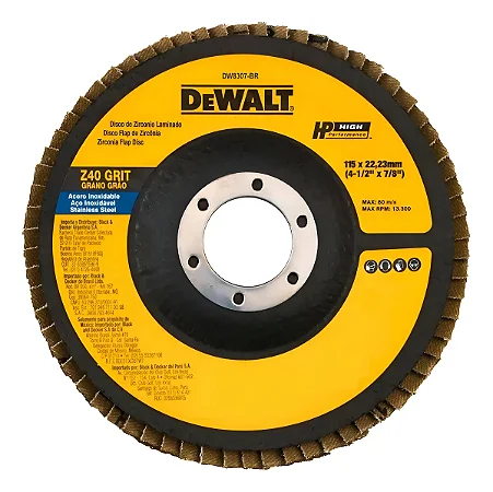 Disco Flap 4.1/2" x 7/8" Grão 40 Dewalt