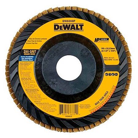 Disco Flap 4.1/2" x 7/8" Grão 60 Costado Plástico Dewalt