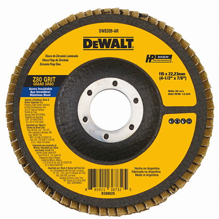Disco Flap 4.1/2" x 7/8" Grão 80 Dewalt