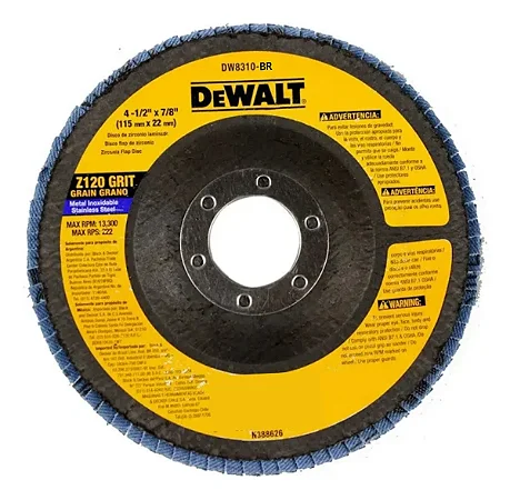 Disco Flap 4.1/2" x 7/8" Grão 120 (DW8310-BR) Dewalt