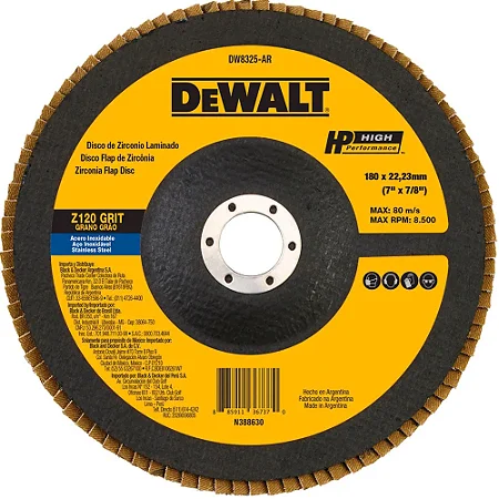 Disco Flap 7" x 7/8" Grão 120 Costado Plástico Dewalt