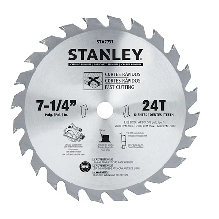 Lâmina de Serra Circular 7.1/4" 24 Dentes Stanley