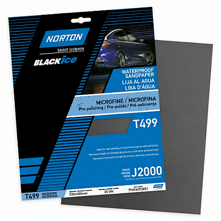 Lixa Folha D`água T-499 BlackIce Grão 2000 Pacote Com 25 Lixas Norton