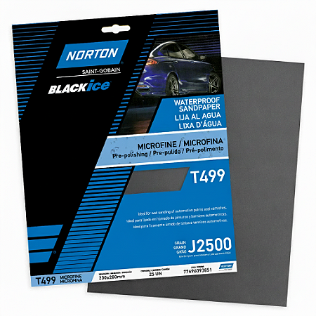 Lixa Folha D`água T-499 BlackIce Grão 2500 Pacote Com 25 Lixas Norton