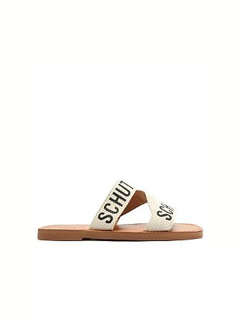 Sandália Feminina Rasteira Tiras - Schutz - Branco - Shop2gether