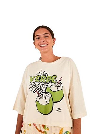 Farm T-shirt Box Estampada Côco Verde 302168