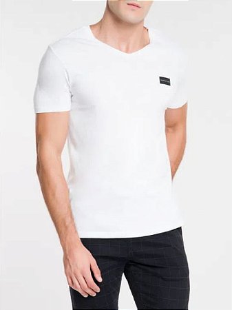 Calvin Klein Jeans Camiseta Basic Gola V Branco TC830
