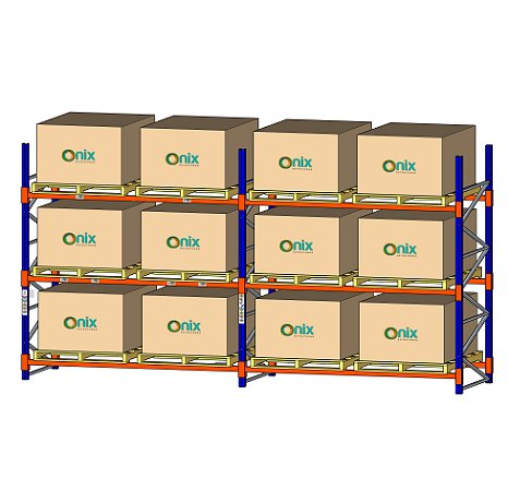 PORTA PALLET DUPLO 2,00 x 2,30m 03 NÍVEIS (6000kg)